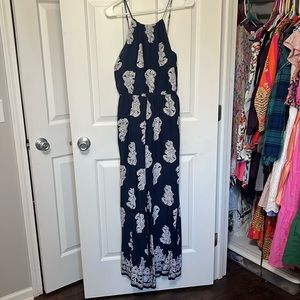 Navy and White Pattern Jumpsuit